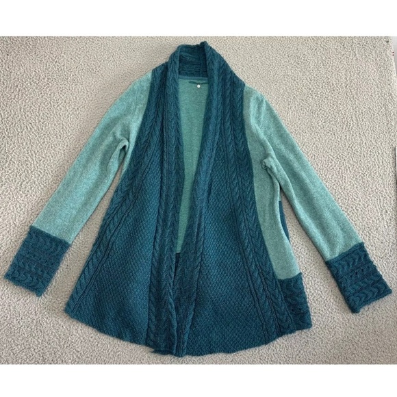 Anthropologie Knitted and Knotted Open Front Cardigan in Green Size Small Mohair - Picture 8 of 12